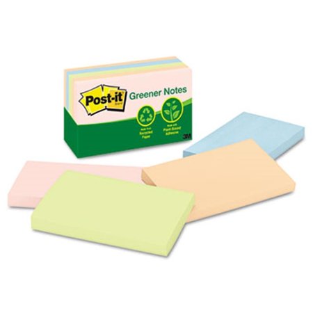 POST-IT Sticky note Greener Notes Recycled Pastel Notes- 3 x 5- Four Colors- 5 100-Sheet Pads/Pack 655-RP-A
